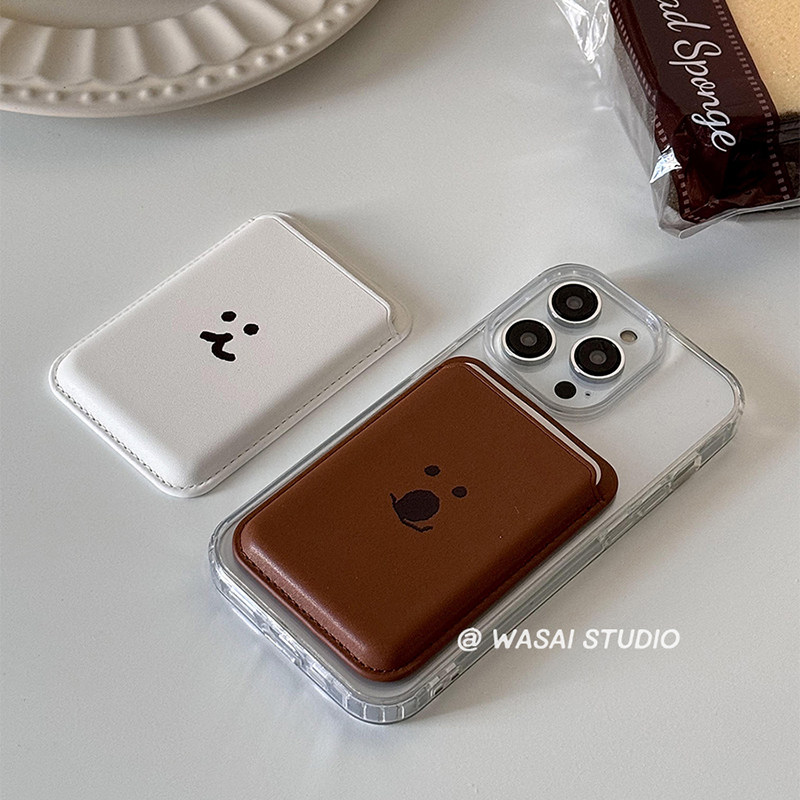 WASAI哇噻 韩国ins可爱卡通柿子椒熊磁吸卡包皮革适用iphone17苹果16手机壳15promax新款透明亚克力1