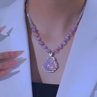 冰透复古项链女晶串珠新中式佛