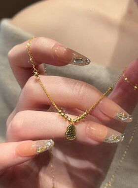 新中式沙金碎碎冰葫芦项链不掉色