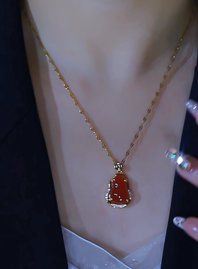 红色葫芦吊坠项链新中式国风喜庆