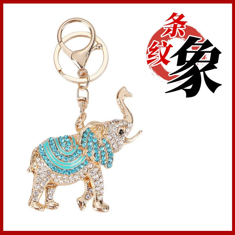 长鼻子小象钥匙扣金属画油大象镶钻包包挂件泰国旅游景点礼品