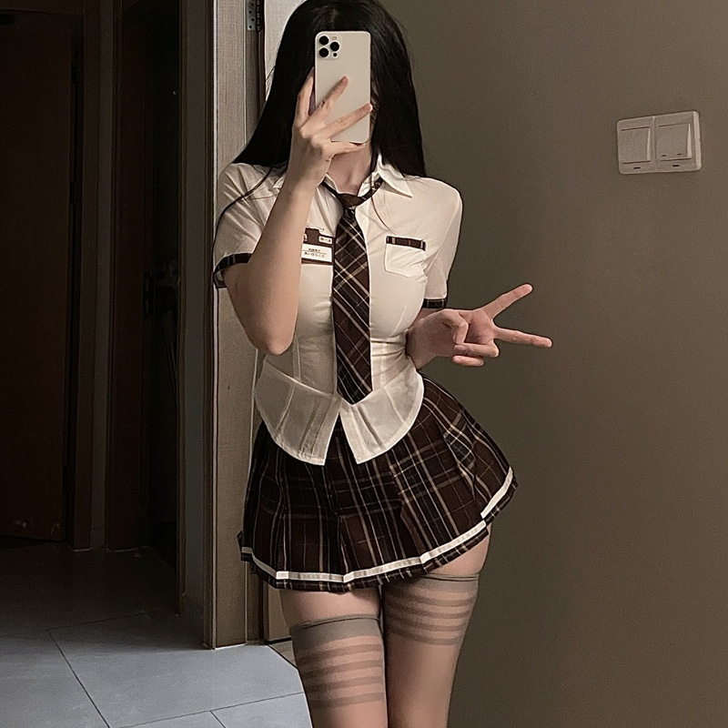 proudfox性感学生装cos制服情趣诱惑jk短裙夜店激情服女技师套装