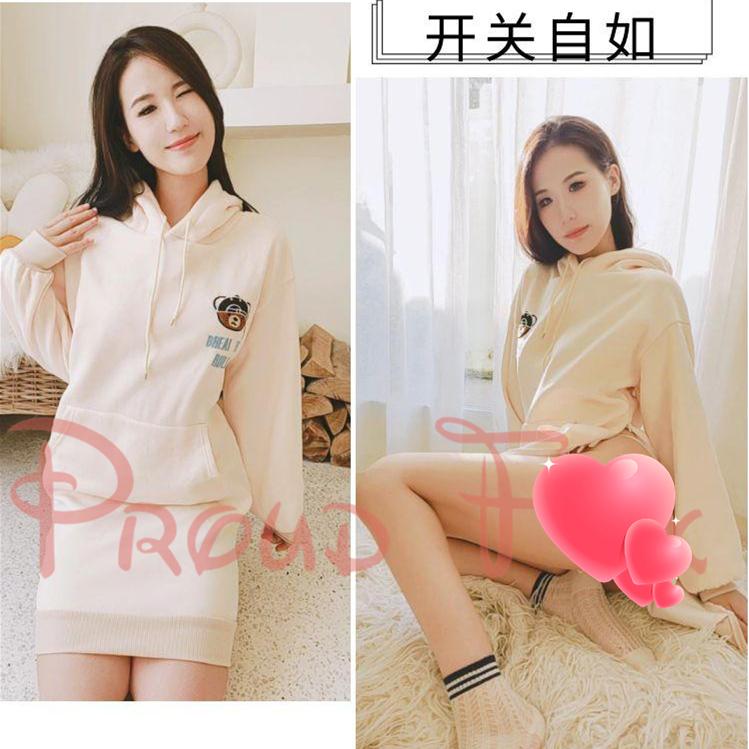 proudfox她秘户外露小出秋冬新款隐形拉链高开叉加绒卫衣裙减龄瘦