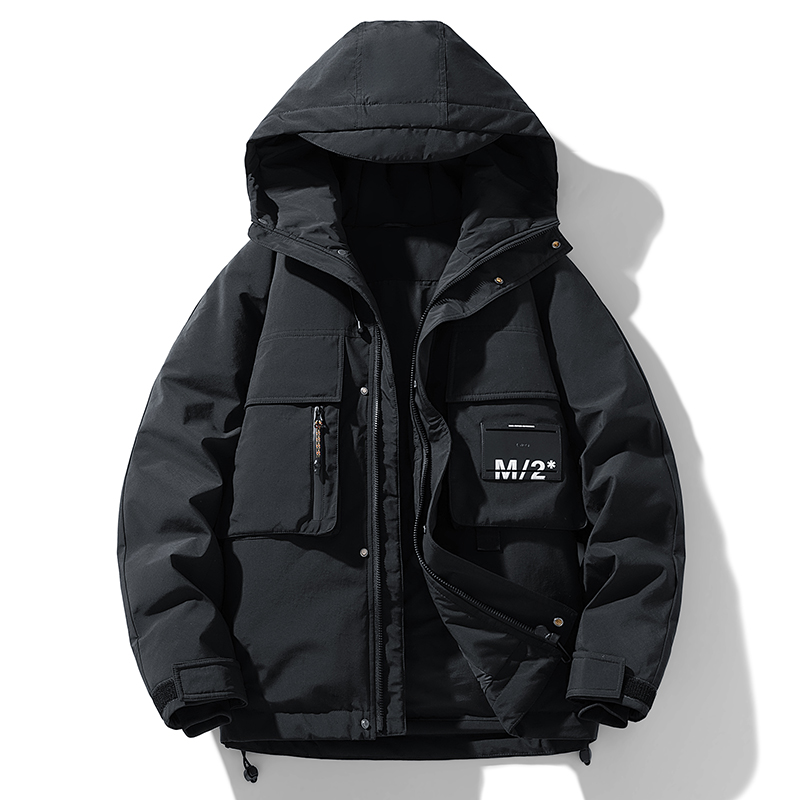 2025新款冬季羽绒服大口袋字母印花初中高中外套男士学生宽松上衣