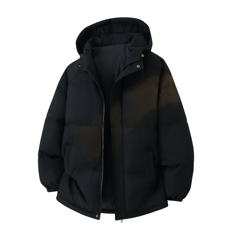 新款男士冬季简约连帽棉衣情侣款初中高中防寒保暖棉服外套上衣