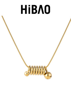 HIBAO喜小宝金属风螺旋双珠项链