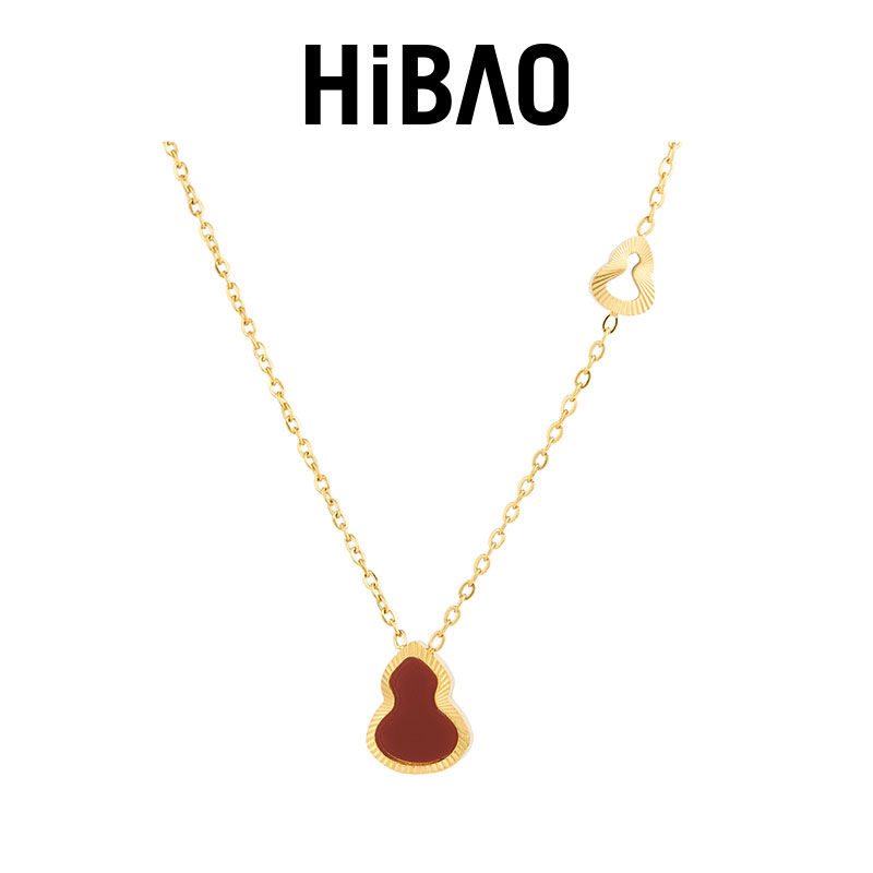 HIBAO喜小宝新中式红色葫芦项链