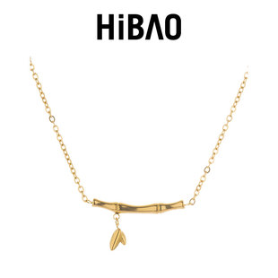 HIBAO喜小宝高级感竹节项链女小众轻奢金色锁骨链ins气质百搭颈链