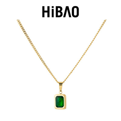 HIBAO喜小宝祖母绿项链女不掉色
