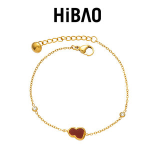 HIBAO喜小宝好运红色葫芦手链女k金本命年精致轻奢不掉色手饰礼物