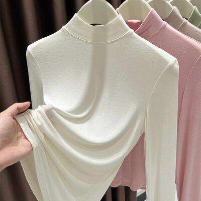 莫代尔立领打底衫2024新款