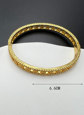 排钻手镯真金电镀18k小众精致网红爆款女黄铜
