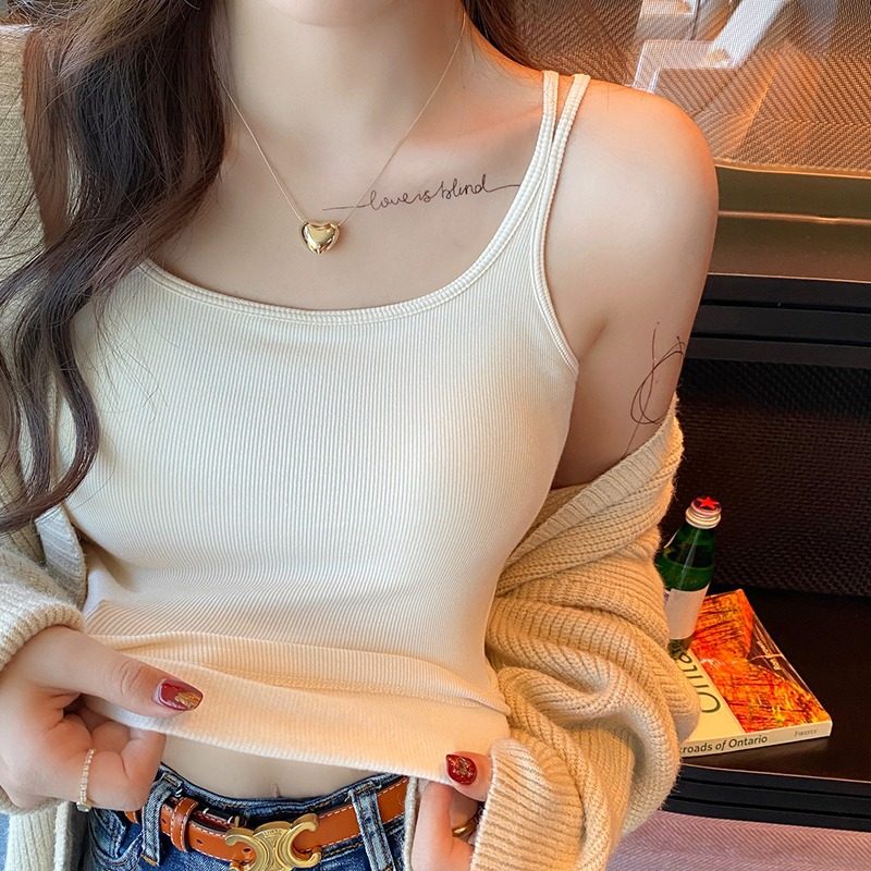 纯棉带胸垫吊带背心女内搭秋冬加绒外穿打底小上衣修身百搭打底衫,女装/女士精品,背心吊带,淘宝优惠券,粉丝福利购,淘宝优惠卷