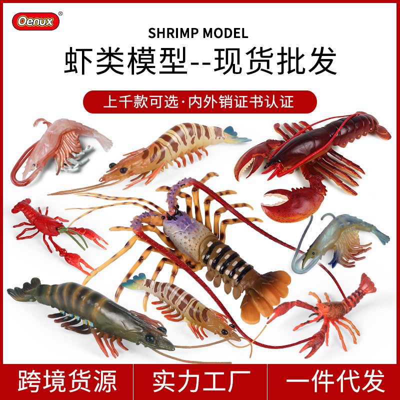 儿童玩具认知仿真实心海洋海底生物野生静态大号龙虾螃蟹动物模型