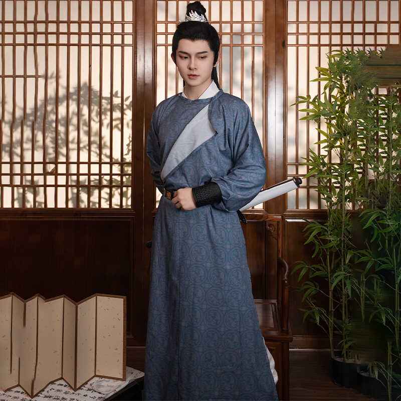 原创唐制情侣汉服圆领缺胯袍