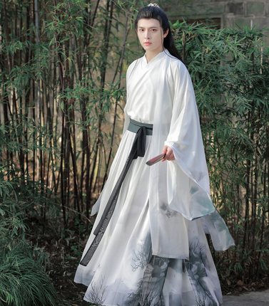汉服男女古风情侣cp魏晋风仙气大袖腰裙侠客原创水云间国风套装