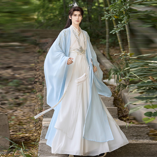 白羽 仙侠风古装 晋制绣花交领大袖 男女同款 春秋 衫 倾依原创汉服