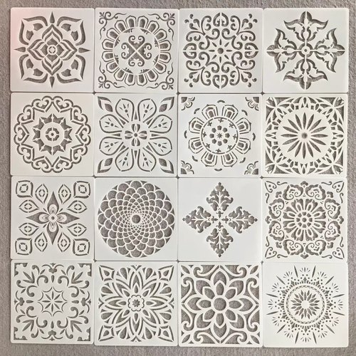 亚马逊Mandala曼陀罗辅助绘画墙绘家具装饰镂空模板遮蔽板涂鸦喷