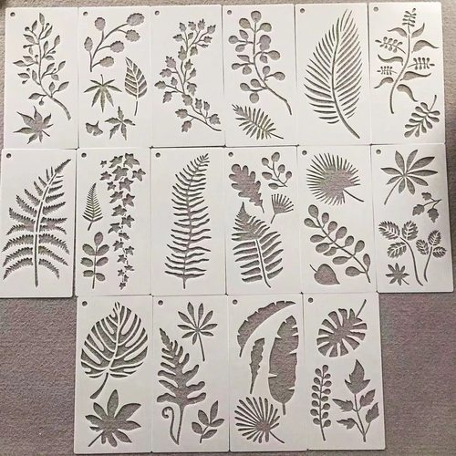 新款花朵树叶图形绘画创意涂鸦镂空墙绘涂刷儿童绘画模板尺工具