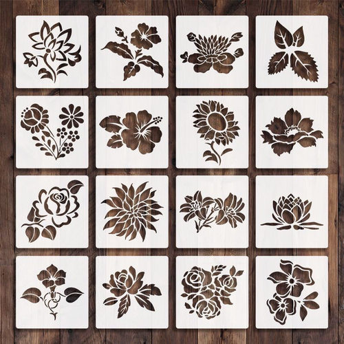 手绘镂空植物墙面花盆喷绘花卉模板套装中小学生DIY绘画手抄报