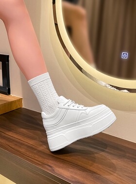 14公分内增高女鞋隐形小个子春夏透气8真皮12厘米厚底小白鞋10cm