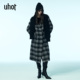 保暖25新款 uhot 诱货黑灰色羊毛格纹V领披肩风衣女经典 UWWW2W169