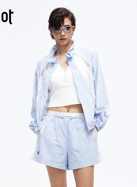 uhot/诱货26春蓝色蕾丝拼接外套清新甜酷柔美力量感穿搭UWLS2W328