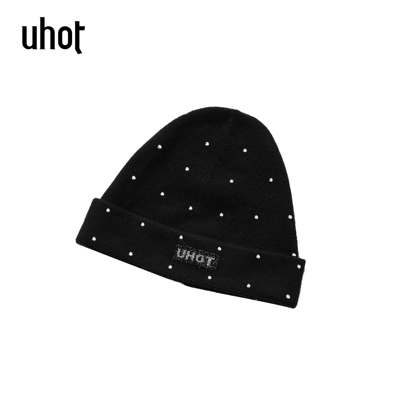 UHOT/诱货黑色钉珠羊毛针织帽保暖时尚百搭单品2025新款UWWW2P360,服饰配件/皮带/帽子/围巾,帽子,淘宝优惠券,粉丝福利购,淘宝优惠卷