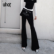 配围腰奢华随性街头百搭 uhot 诱货黑色真两件喇叭裙裤 UWWA1K611M