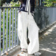 诱货白色阔腿加绒牛仔裤 高腰直筒中性工装 裤 uhot 新款 UWWW3K755M