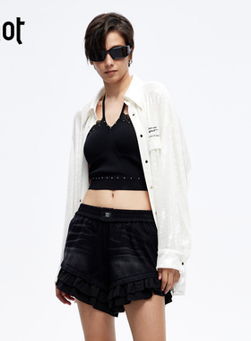 uhot/诱货26春白色宽松H型长袖衬衫女日夜皆宜亮片穿搭 UWLS1C219