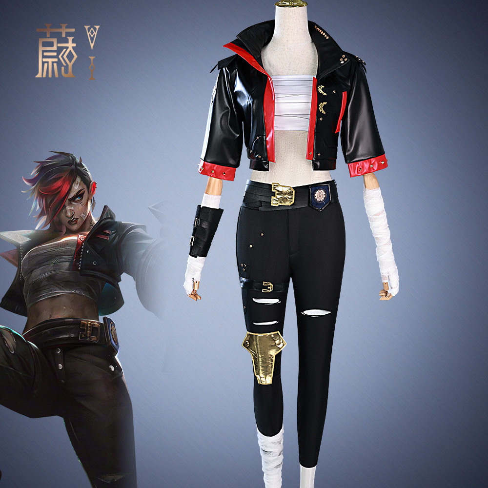 双城之战2蔚cos服英雄联盟lol皮城执法官黑色皮衣cosplay女装万圣