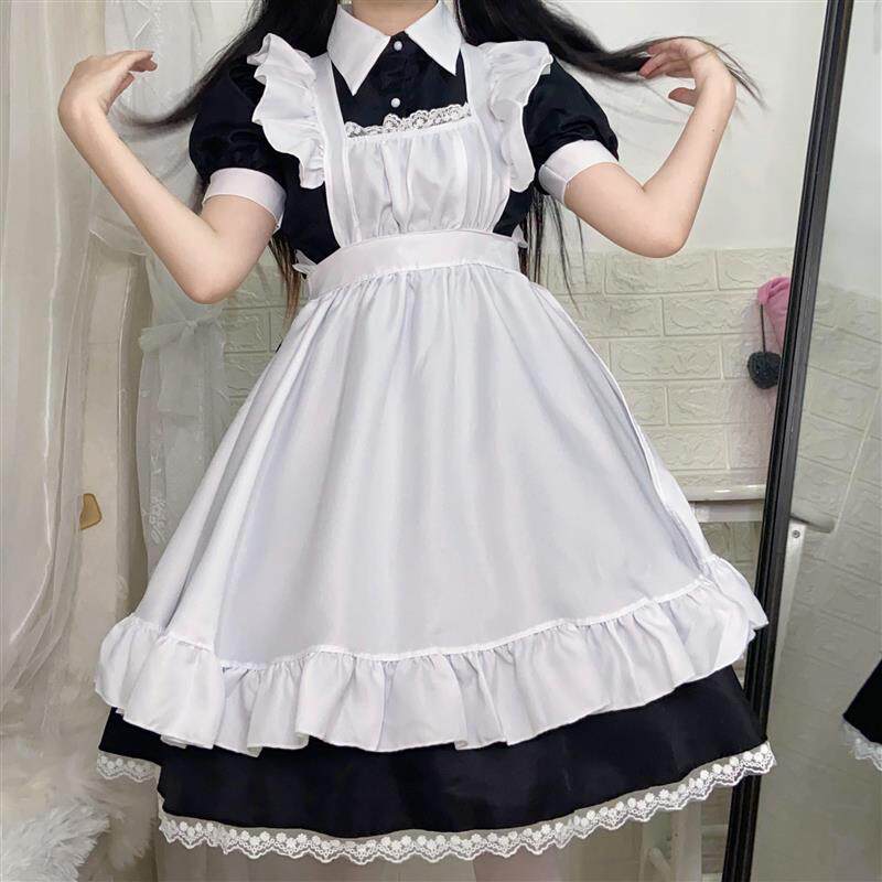 黑白女仆装可爱女佣软妹裙少女洛丽塔连衣裙日系性感猫女制服套装