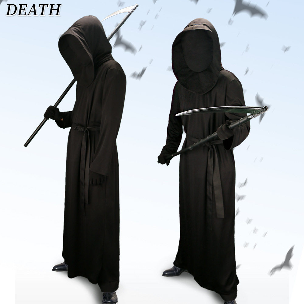万圣节cos服死神黑色恶魔鬼节镰刀怪角色扮演服 死神舞台演出服饰