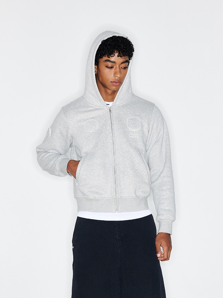 CRICLE CAGE环洞 AW23 徽章贴布加绒短款连帽拉链秋冬长袖卫衣,男装,卫衣,淘宝优惠券,粉丝福利购,淘宝优惠卷