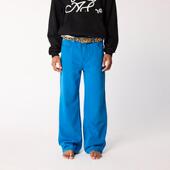 蓝色牛仔直筒宽松复古休闲牛仔长裤 CRICLE CAGE环洞