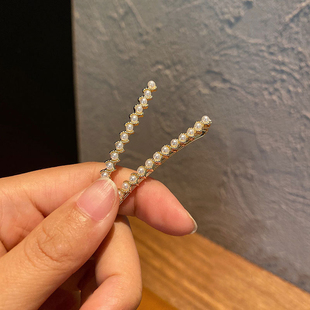 日韩简约ins网红珍珠发夹一字夹气质百搭刘海边夹碎发卡发饰头饰