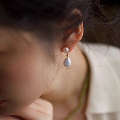 伊灿巴洛克天然淡水珍珠耳钉女