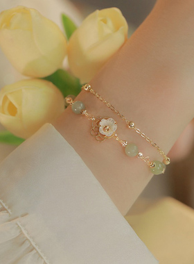 伊灿韩国玉石花朵手链女小众设计