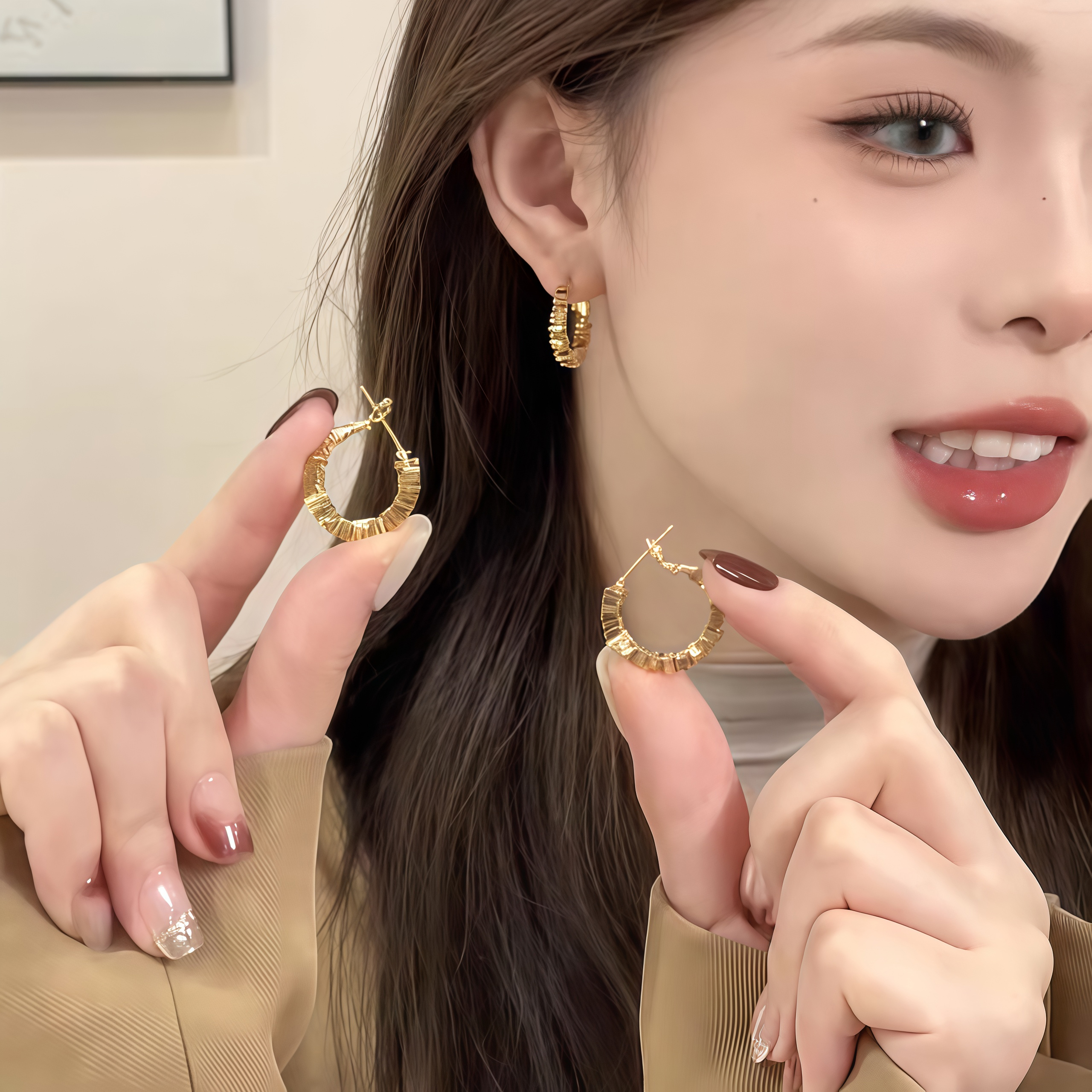 伊灿金色碎银几两耳环气质耳钉女