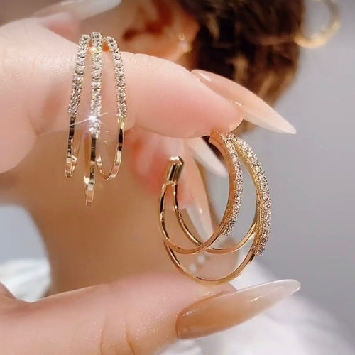 伊灿超闪水钻纯银耳圈女