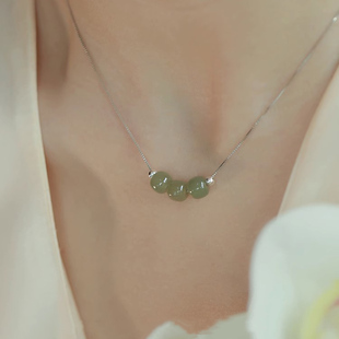 复古玉石项链女2025年新款小众设计感高级锁骨链国风轻奢百搭颈链