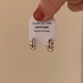 简约素圈耳环女2025新款 爆款 高级感耳圈小众设计感纯银针耳钉耳饰