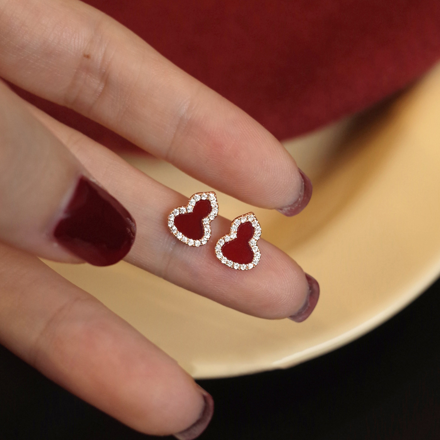 安可拉红色葫芦耳钉女纯银高级感养耳洞耳环2025新款爆款轻奢耳饰,饰品/流行首饰/时尚饰品新,耳钉,淘宝优惠券,粉丝福利购,淘宝优惠卷