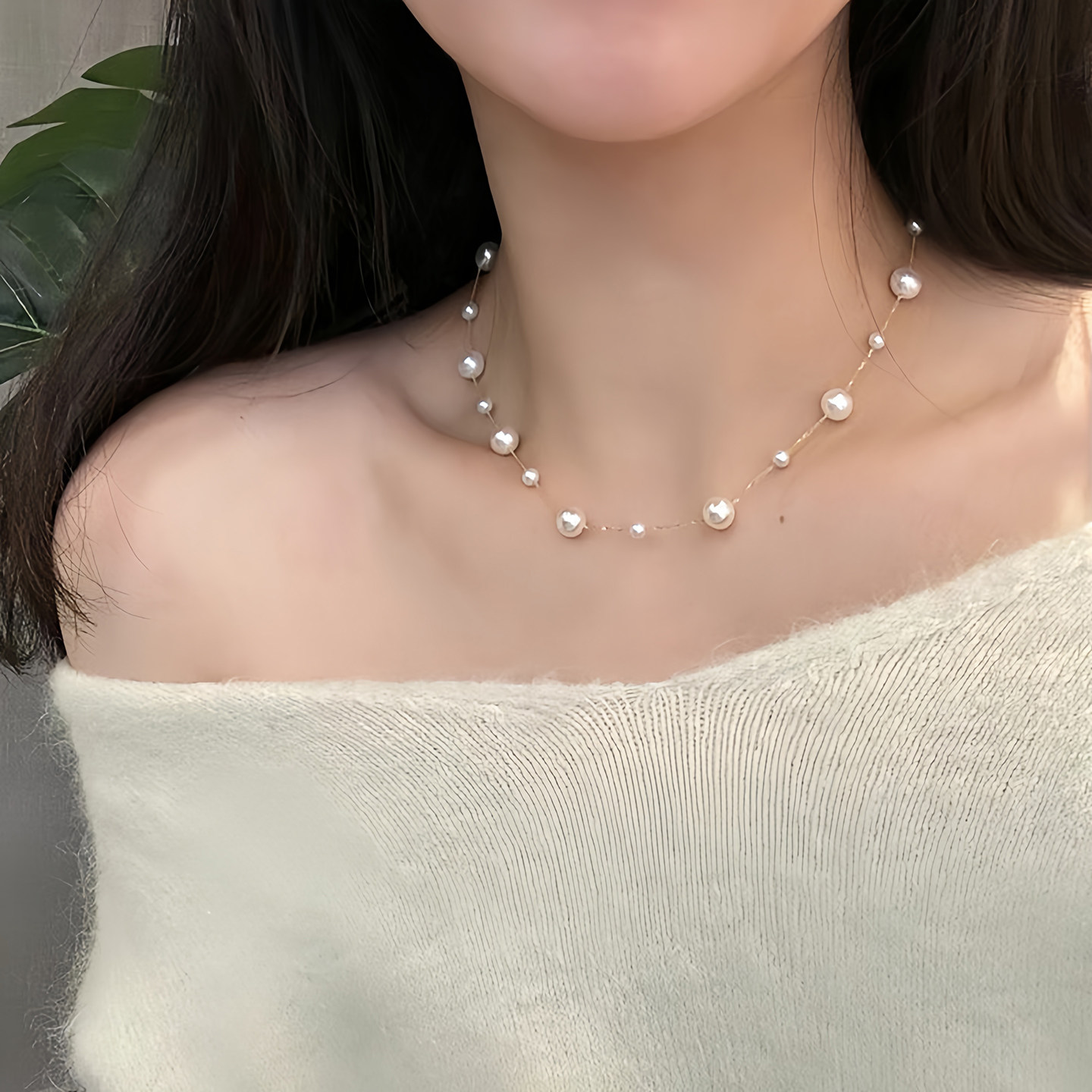 长款满天星珍珠项链女轻奢小众设计感气质颈链2026新款百搭锁骨链