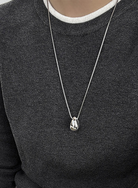 伊灿银色水滴钛钢项链百搭毛衣链