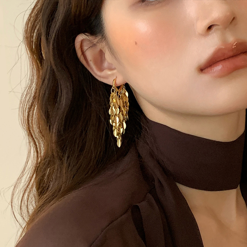 伊灿冷淡风长款流苏耳环女纯银