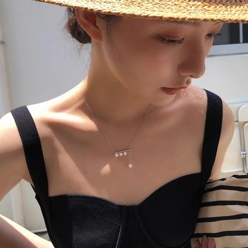 伊灿平衡木珍珠项链女纯银