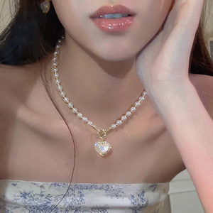 伊灿人鱼姬爱心珍珠项链女气质