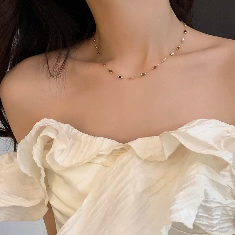 伊灿复古串珠水晶项链女新款